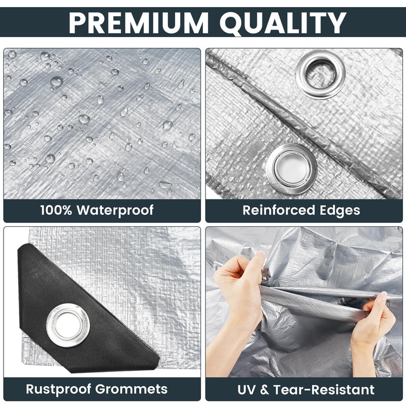 TICONN Heavy Duty Tarp Cover, Extra Thick Tarps Waterproof Tear and Rip Proof UV Resistant Tarpaulin with Reinforced Grommets and Edges (5.5 Mil, 6'x8') 6'x8' Blue-5.5 Mil