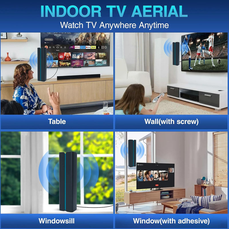 2025 TV Antenna for Local Channels, Long Range Digital HDTV Antenna with Far/Near Gain Switch, 4K 1080P, 360° Omni-Directional, USB Powered, Free Local Channels