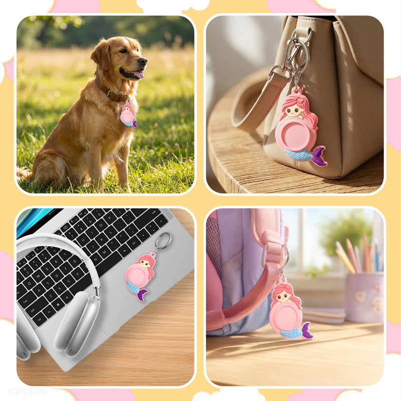 OAJ Mermaid Design Silicone Case for Apple Air Tag 1st/2nd Generation, Durable Shockproof Scratch Resistant Protective Cover with Keychain Holder for Keys, Pets, Luggage