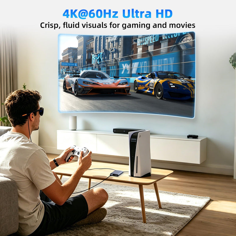 HDMI to USB C Adapter for AR Glasses, 4K@60Hz HDMI Male to USB-C Female AR Glasses Hub for XREAL One/Air 2 Pro, VITURE Pro, RayNeo Air 2s, Rokid, Switch 2/1, Steam Deck, PS5/4, Xbox, Portable Monitor