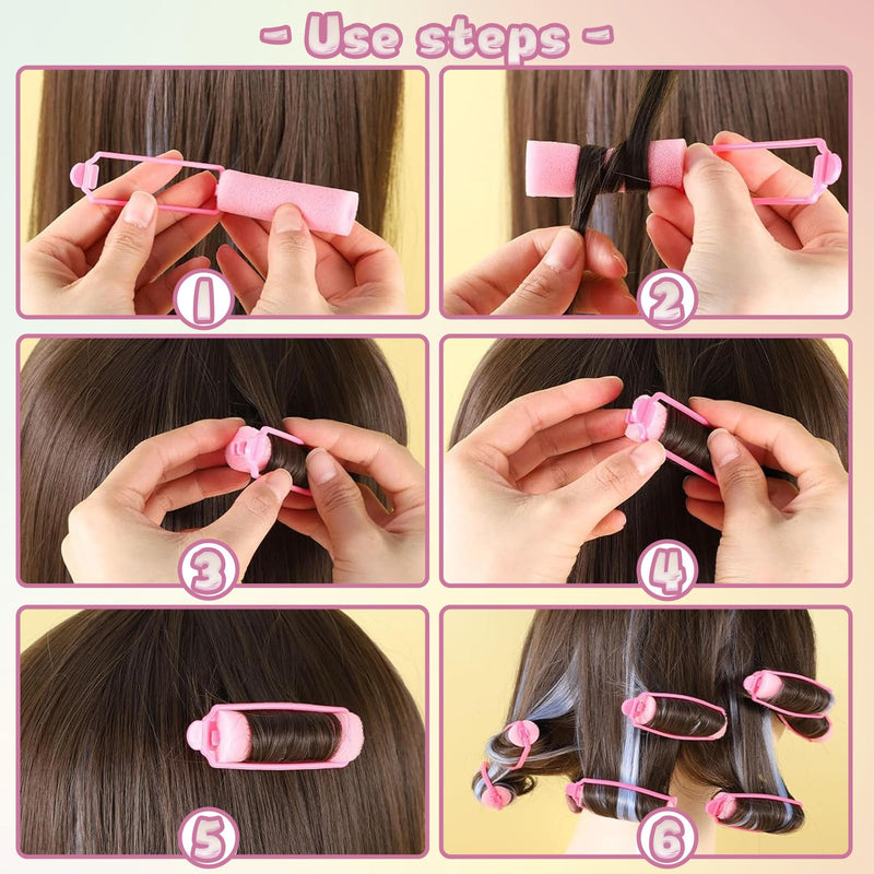 52 Pcs Sponge Rollers for Hair, Foam Hair Rollers Set, Foam Roller for Women Girls Kids, Hair Curlers Rollers with 28 Pcs 1.5 cm & 24 Pcs 2 cm, Curling Tool for Overnight Styling