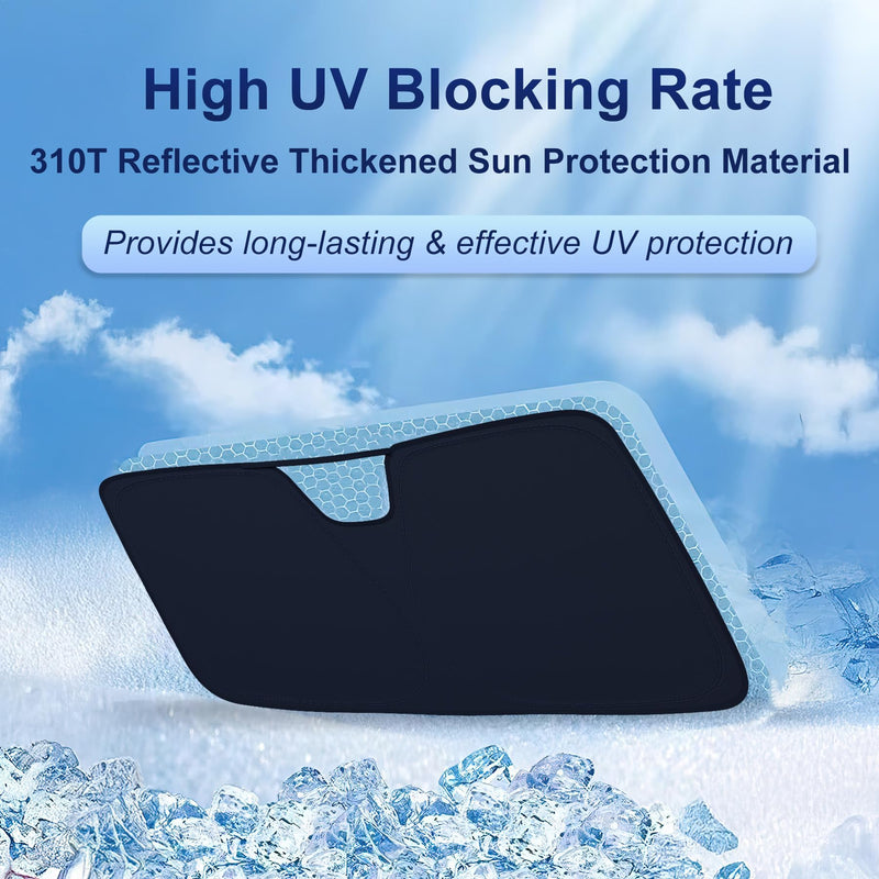 Windshield Sun Shade for 2021-2025 Ford Bronco Sport| Fully Covered Foldable Front Window Sun Visor| 310T Polyester| UV Heat Insulation Protection| Outdoor Camping (Not for Bronco Model) Fit 2021-2025 Bronco Sport