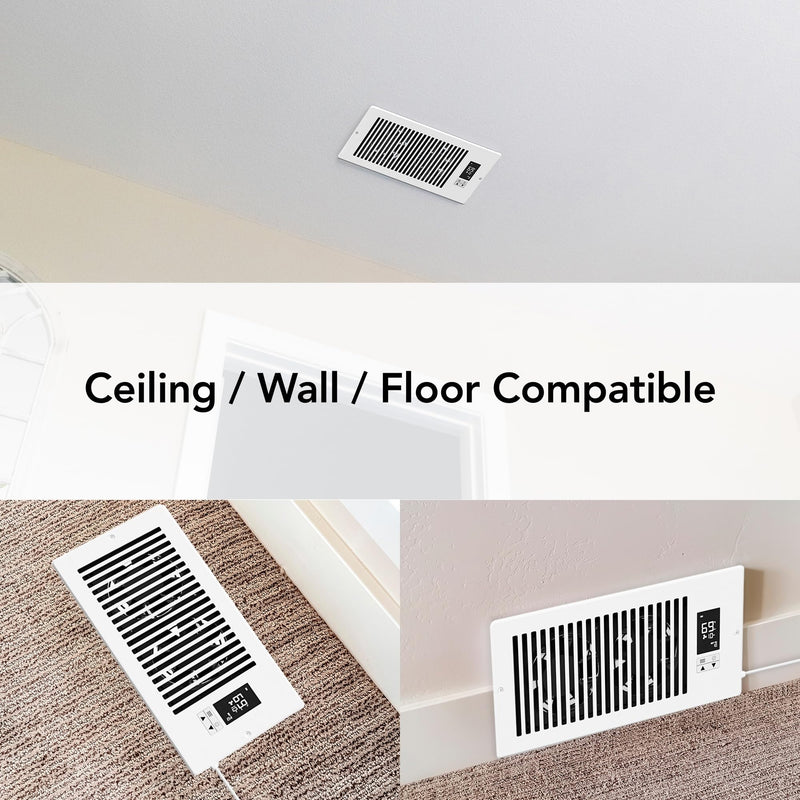 Quietcool Register Booster Fan for 4" x 10" Registers - Smart App Control - Quiet Vent Fan with Auto Thermostat - 10 Speeds