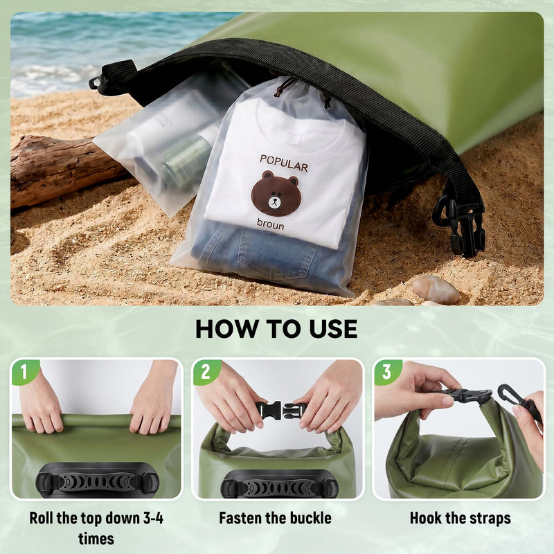 Waterproof Dry Bag - Waterproof Floating Backpack for Kayaking, 10L/20L/30L Waterproof Pouch for Beach,Travel, Swimming, Boating, Paddle Board, Rafting, Camping, Hiking Green 20L