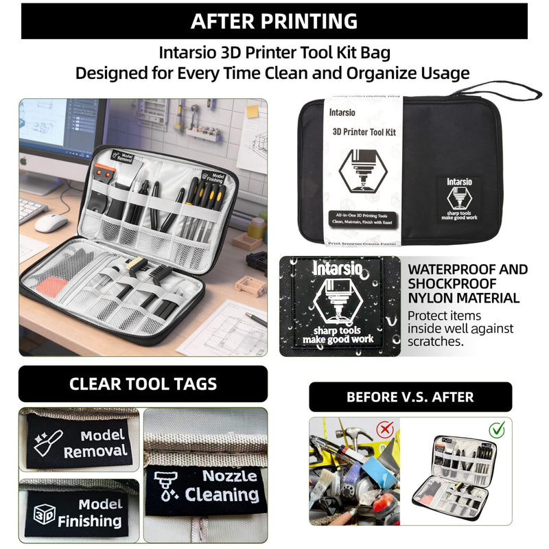 52-in-One 3D Printer Tools Kit, Professional 3D Printer Accessories & Maintenance Set for All FDM/SLA Printers, Deburring Tool, 3D Printer Nozzles, Scrapers, Files Set, PTFE Tube Cutter, Storage Bag Plus-purpose Kit