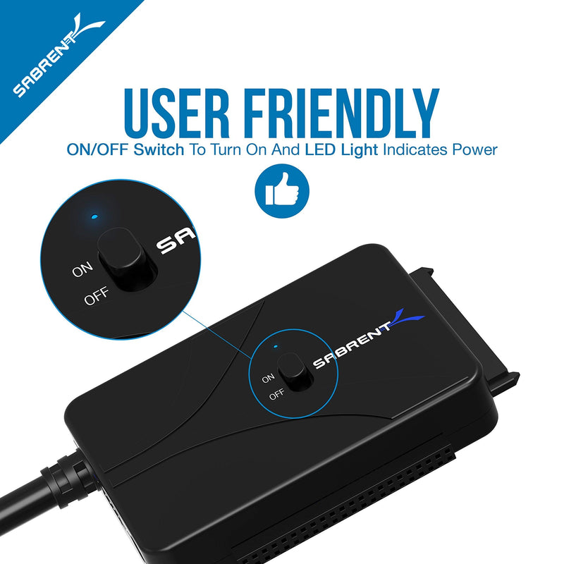 3 Port Aluminum Mini USB 3.0 Hub [90°/180° Degree Rotatable]+ USB 3.0 to SSD/SATA/IDE 2.5/3.5/5.25-INCH Hard Drive Converter with UL Power Supply