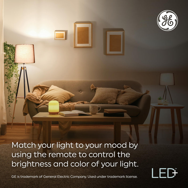 GE LED+ Color Changing LED Light Bulbs with Remote, No App or Wi-Fi Required, A19 Bulbs (3 Pack) 3 Bulbs