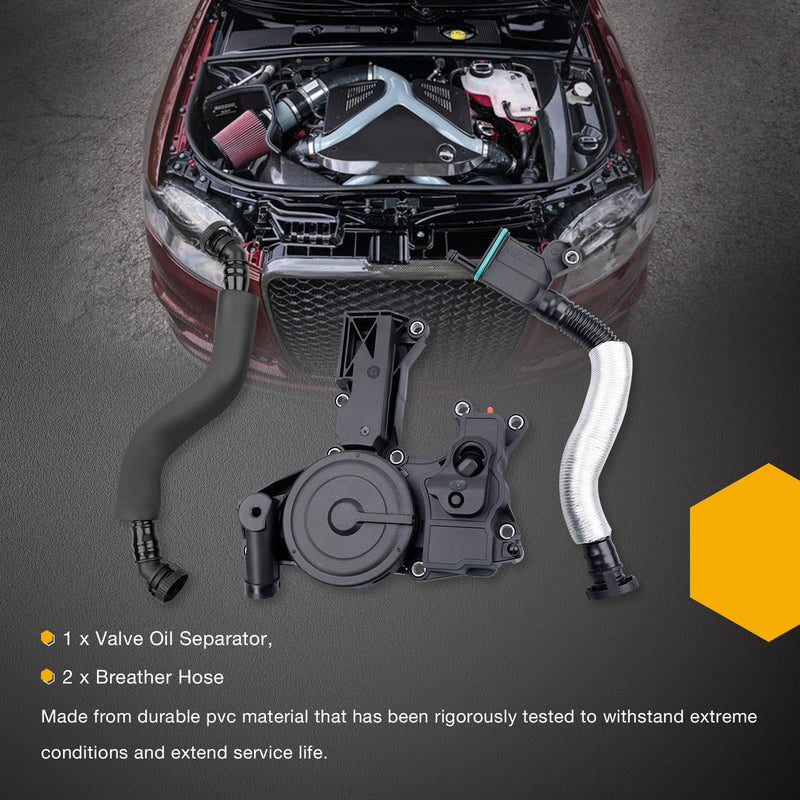 PCV Valve Engine Crankcase Vent Oil Separator Breather Hose 3-Piece Replace 06H103495AB, 06H103495AH, 06H103495B Compatible with Audi A3 A4 A5 Q5 TT VW Beetle CC Jetta Passat Tiguan 1.8 2.0TSI