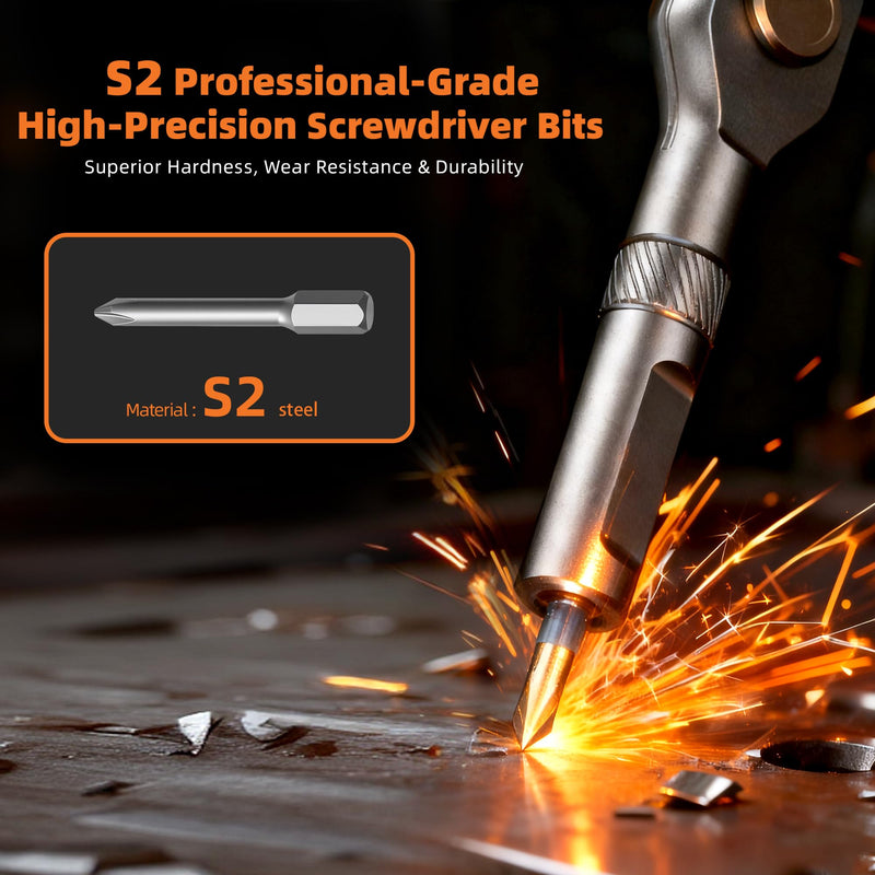 42 in 1 Magnetic Ratchet Screwdriver Set, T Handle Detachable Screwdriver with S2 Steel Bits and Storage Case, Portable Compact Repair Tool Kit for Computer, Bicycle, Furniture and DIY Home Repair