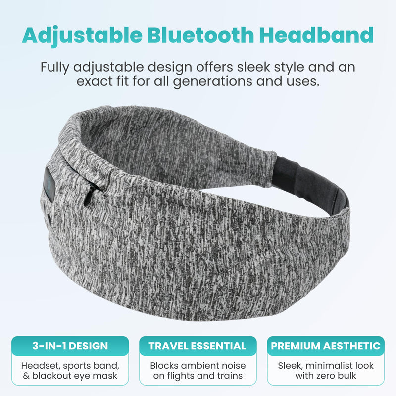 Adjustable Wireless Comfort Headband - Bluetooth Headphones Headband for Exercise, Sleep, Travel, and Relaxation