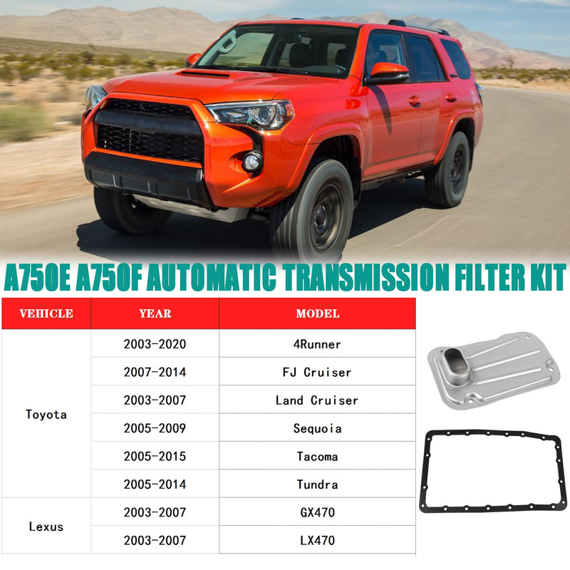A750E A750F Automatic Transmission Filter Kit Compatible with Toyota 4Runner FJ Cruiser Land Cruiser Sequoia Tacoma Tundra Lexus GX470 LX470 Replaces# 35330-60050 35168-60010 044-0345