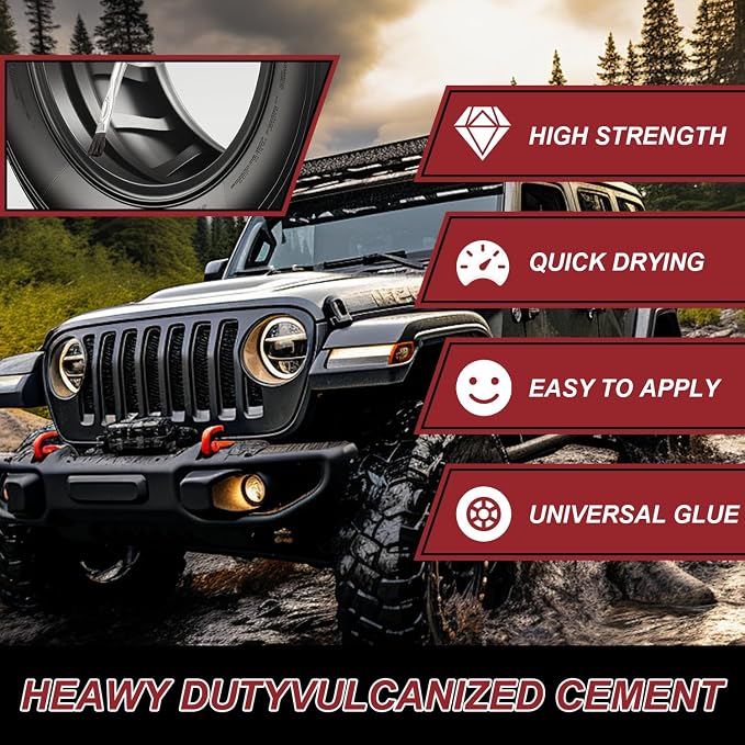  [AUSTRALIA] - Chemical Vulcanizing Cement 3.4FL.Oz, All Purpose Tire Repair Rubber Glue, Dry Clear Rubber Cement, Tire Patch Glue with Brush Top Can for Car, Motorcycle, Bike Tires