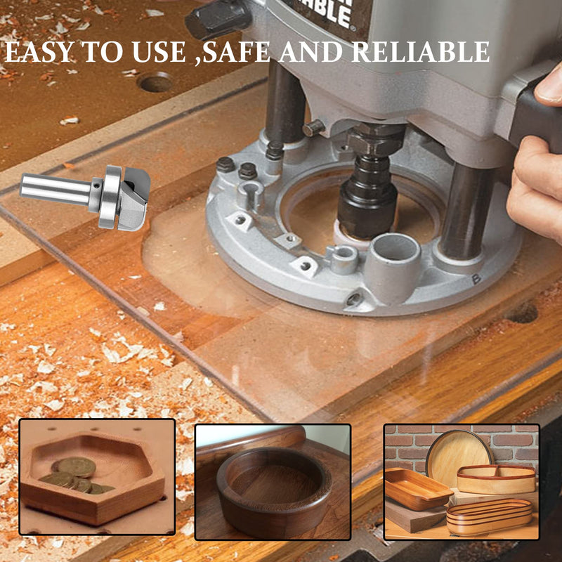 SpeTool Bowl and Tray Template Router Bit with Bearing 1/2 Inch Shank 1-1/4 Inch Cutting Diameter,Carbide CNC Router Bowl Bits Woodwroking Tool