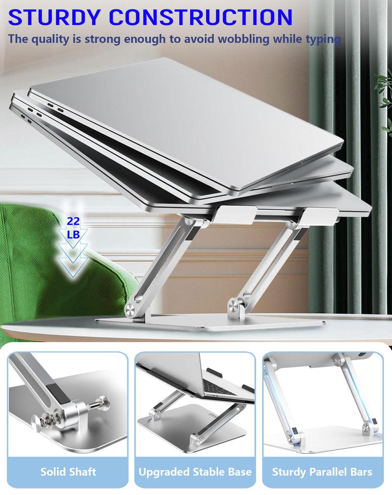 Laptop Computer Stand Adjustable Height-Tablet Holder for Desk-Foldable Riser Folding Mount for Notebook iMac MacBook Air Pro,Dell XPS, HP (10-17.3"),Aluminum-Silver Silver LS02-US