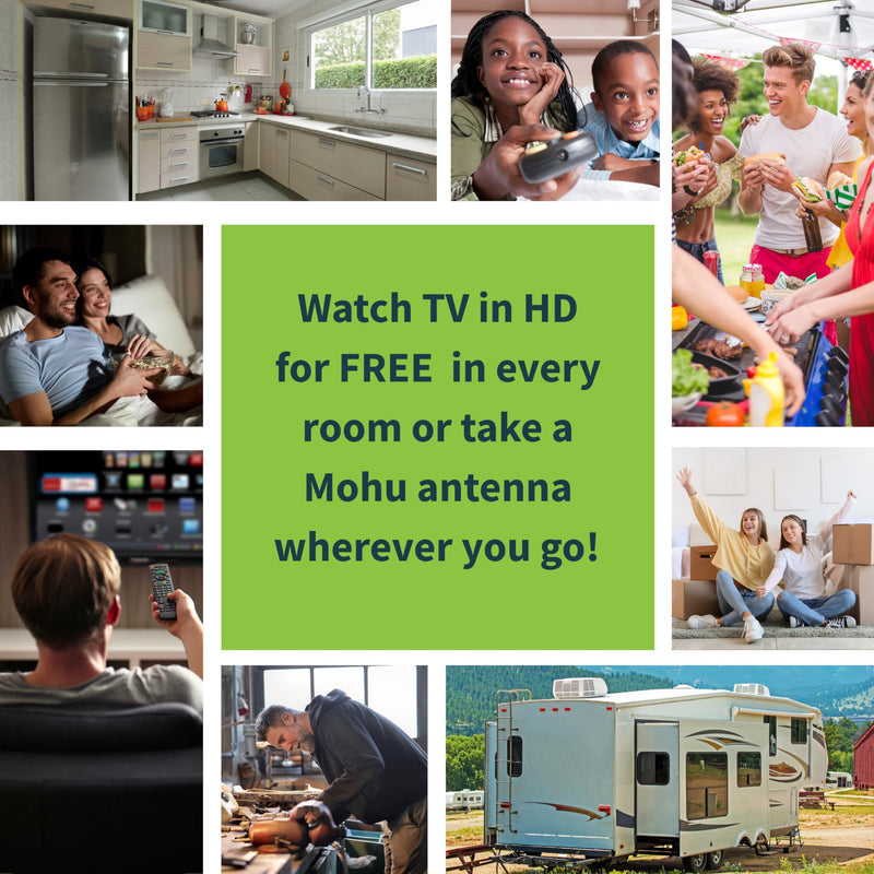 Mohu Leaf Plus Paper-Thin Indoor TV Antenna, Amplified, UHF VHF, 60-Mile Range, Multi-Directional, 4K 8K UHD, NEXTGEN TV - w/ 12 ft. Cable