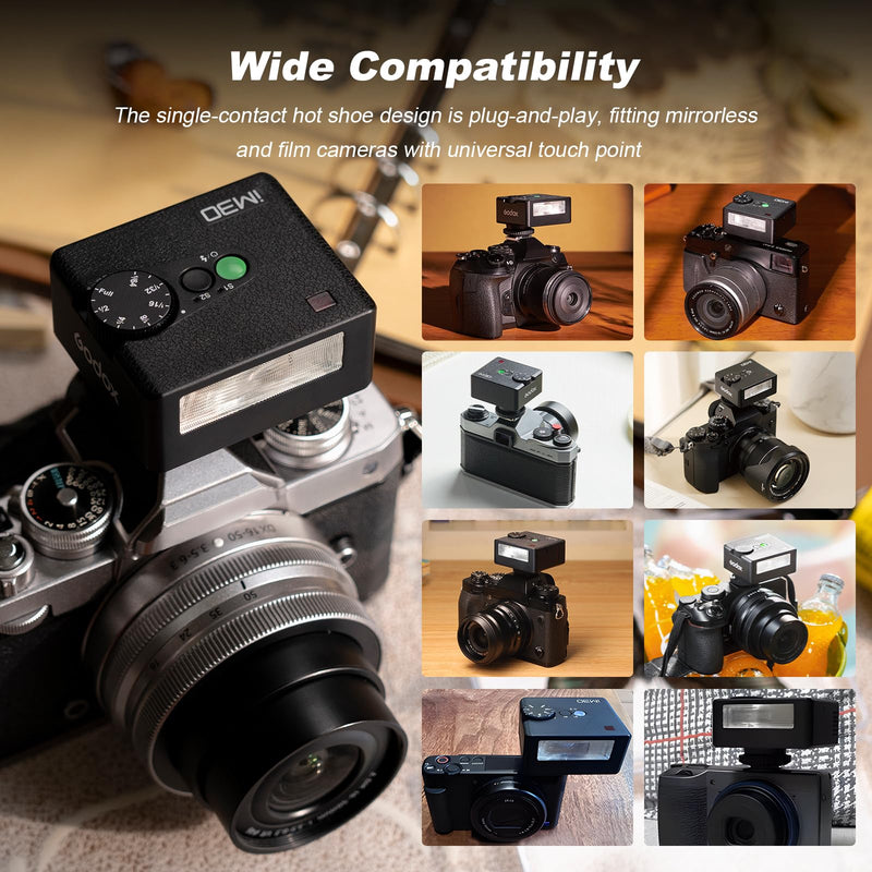Godox iM30 Mini Camera Flash with Diffuser GN 15 CCT 6500K±200K | 7 Levels Flash Power Mini Flash Speedlite 230 Full-Power Flashe for Canon Sony zv1 zve10 Ricoh gr3 Nikon Fuji Olympus Camera IM30 with Diffuer