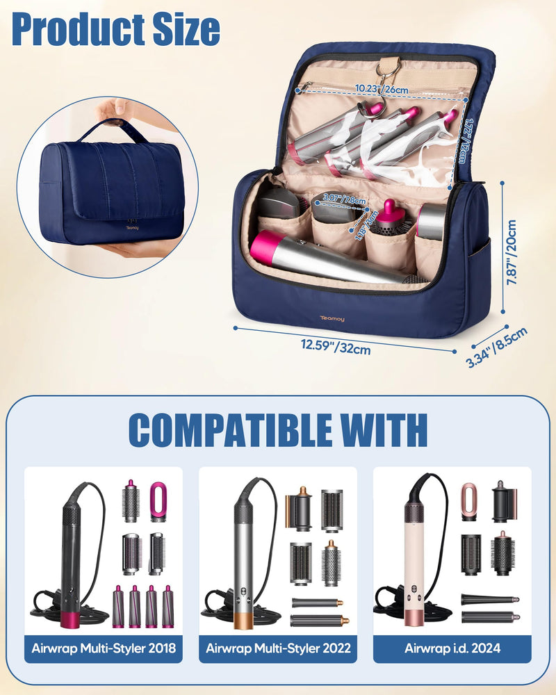 Teamoy Carrying Bag Compatible with Dyson Styler and Attachments, Dark Blue | Padded Travel Bag for Dyson Multi-Styler, Portable Storage Bag Compatible with Dyson Airwrap Styler and Attachments