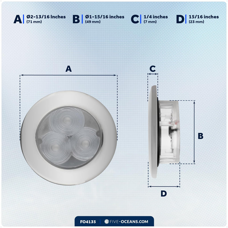 LED Ceiling Light, Round Cockpit, 3", Blue LED - FO4135 1-Pack