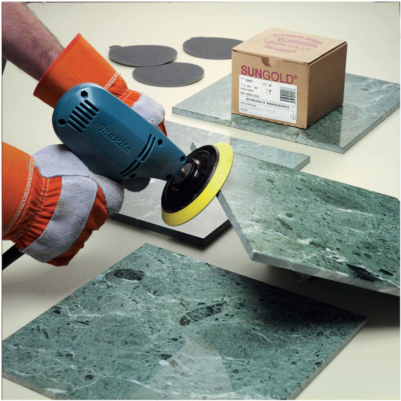 Sungold Abrasives 020082 5" 120 Grit Psa Sanding Discs Silicon Carbide Cloth For Stone, Glass And Marble, Pack-50