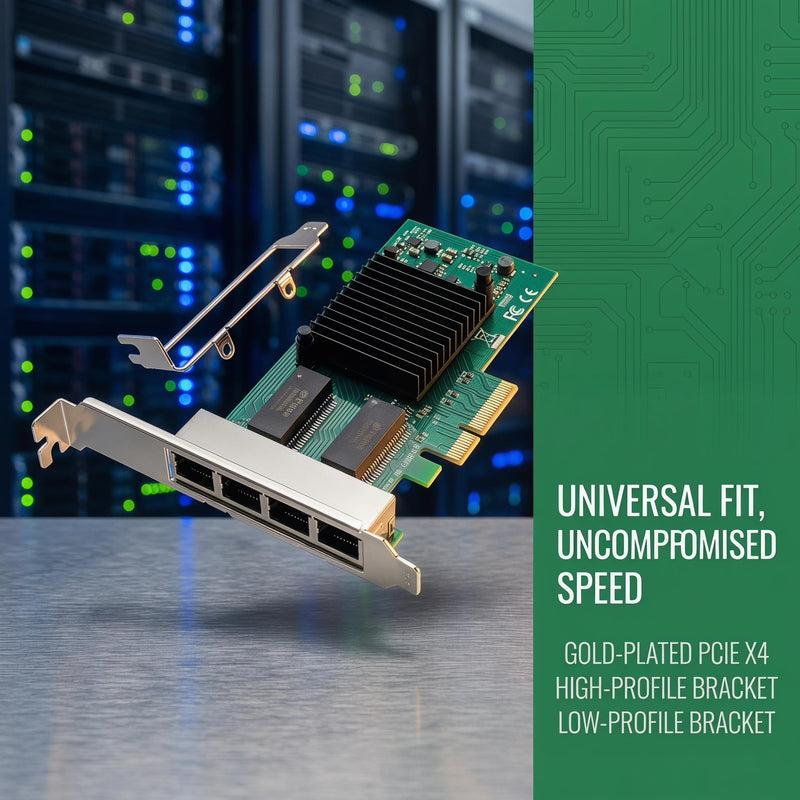 4-Port Gigabit Ethernet Converged Network Adapter (NIC) with Intel I350 Chip | Ethernet PCI Express NIC Network Card | Quad Copper RJ45 Ports | PCI Express 2.1 X4 | Compare to Intel I350-T4