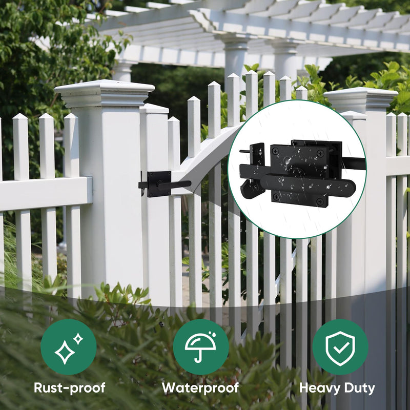 JUBEST Gate Latch, Heavy Duty Swinging Gate Latches Double Sided Gate Hardware for Right Inswing Door, Widely Used on Outdoor Fence, Wooden Gates, Pool Gate, Backyard Gate GL01-R