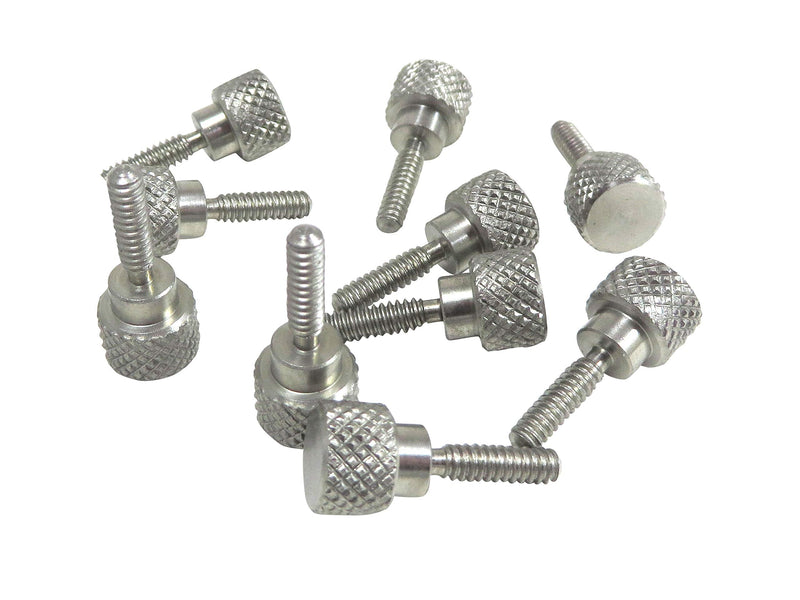 10 Pack 6-32 x 1/2 Inch Threads 303 Stainless Steel Diamond Knurled Thumb Screws Knobs with Straight Shoulders Right-Hand Threads SAE Flat Tip Uncoated