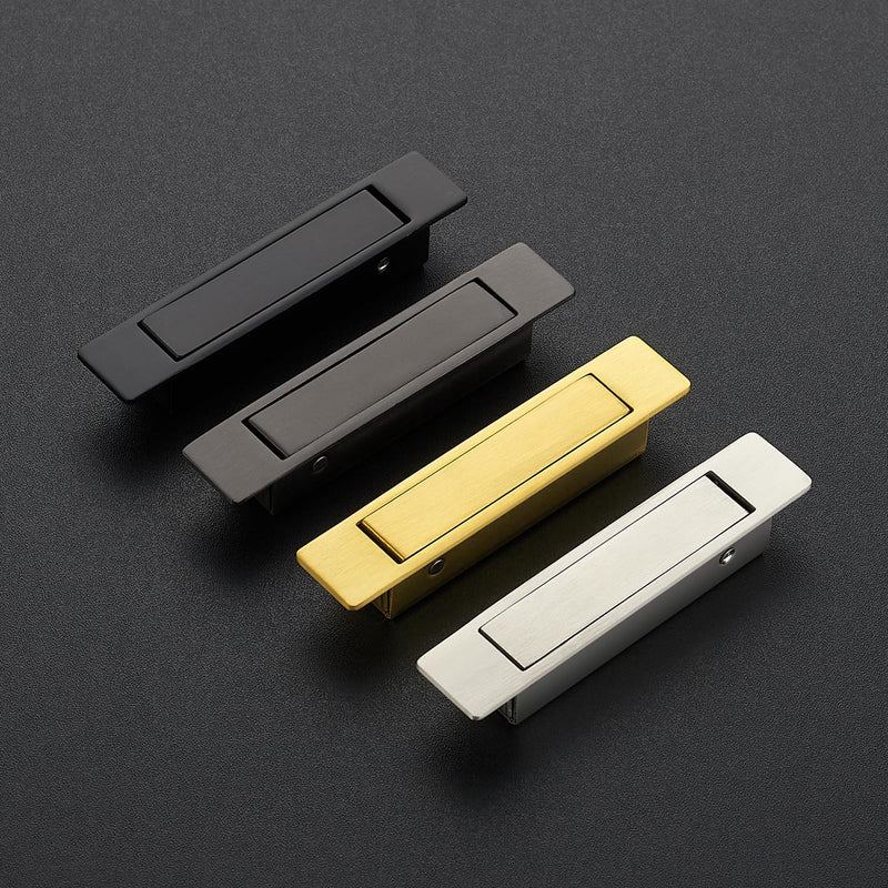 JOY DECOR Pocket Door Pull Handle, Edge Pull, Matte Black Flush Mount for Sliding Doors (4 Pack) 4