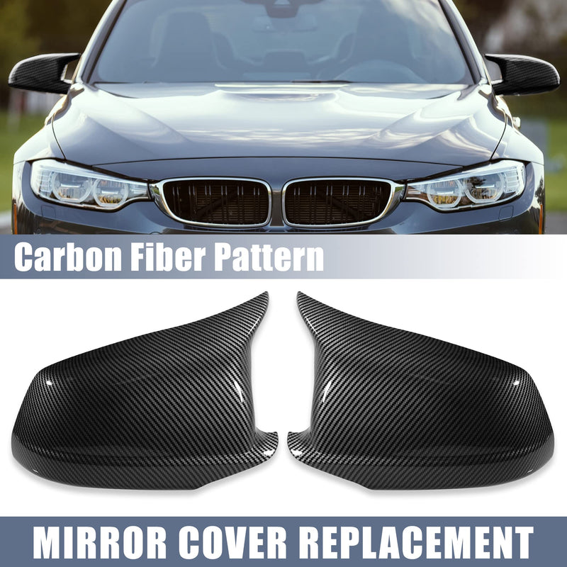 X AUTOHAUX Pair Car Exterior Rear View Mirror Covers Cap Replacement for BMW 5 Series F10 F11 F18 528i 530i 535i 550i 2011-2013 Carbon Fiber Pattern Black Carbon Fiber