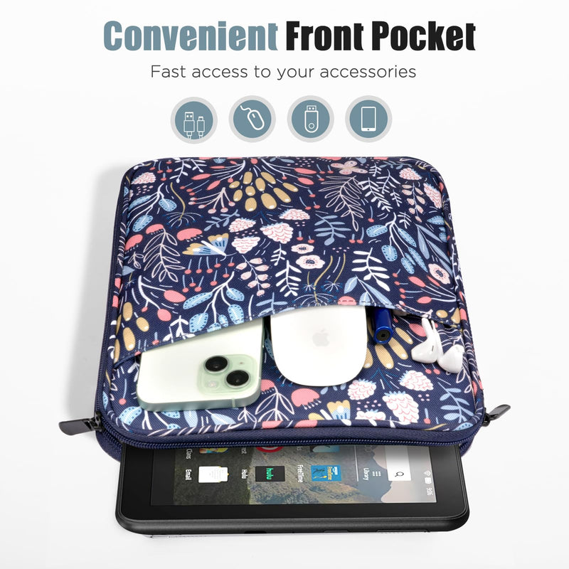 TiMOVO 8-9 Inch Tablet Sleeve Case Compatible with iPad Mini 6, iPad Mini 5/4/3/2/1, Galaxy Tab A7 Lite 8.7/Tab A 8.0/Tab A 8.4, Fire HD 8 & 8 Plus 2020, Portable Protective Bag, Colorful Flower
