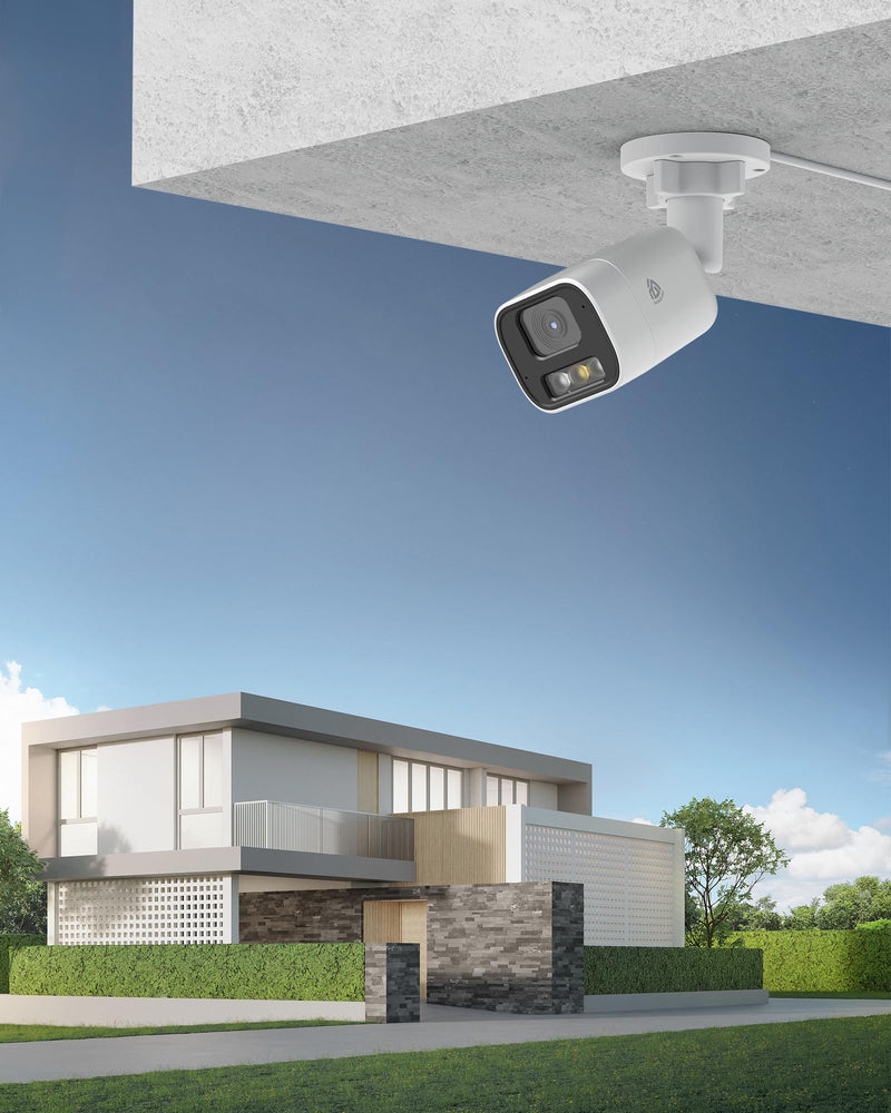 5MP Add-on PoE CCTV Camera Outdoor Indoor H.265 Wired Security IP Camera Outdoor with Human/Vehicle Detection, Color Night Vision, Spotlight Siren, 2-Way Audio,Only with Our NVR, IP66