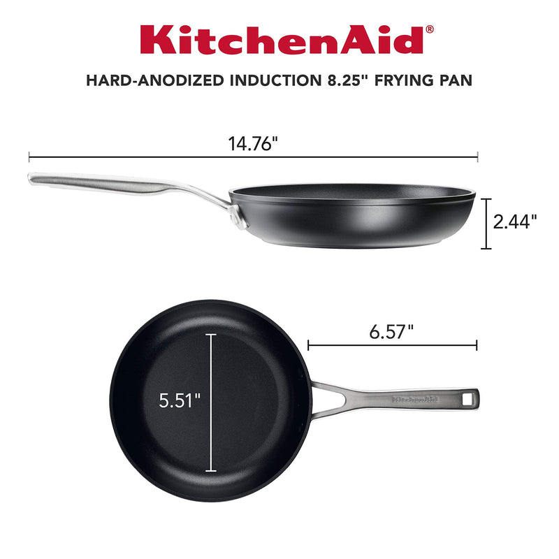 KitchenAid Hard-Anodized Induction Nonstick Frying Pan, 8.25-Inch, Matte Black Small Pan Skillet (8.25")