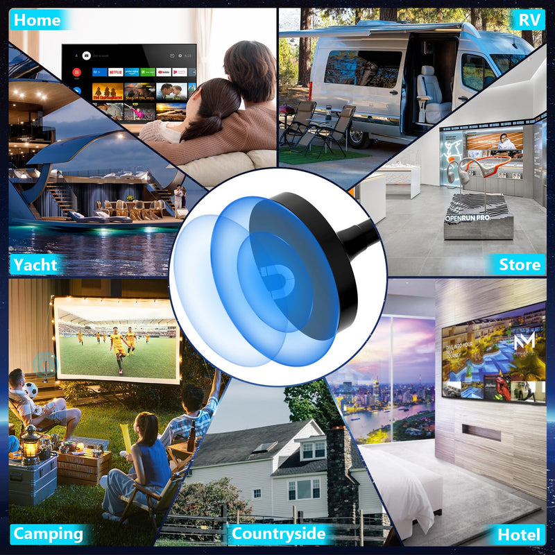 Indoor TV Antenna for Smart TV & Local Channels - Strong Magnetic Base, 360° Long Range Reception, Supports 4K 1080P & All TVs, 10ft Coax Cable