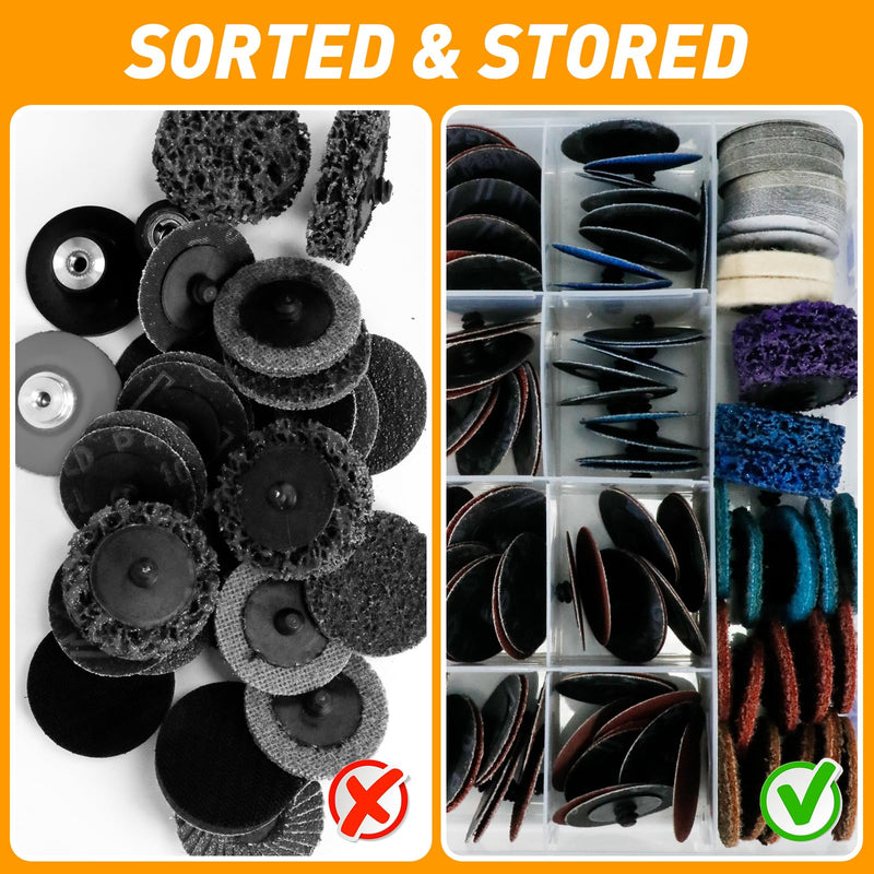 172 PCS 2 Inch Die Grinder Sanding Discs with 1/4" Holder for Milwaukee Dewalt, Compatible with Both Die Grinders and Power Drills for Surface Conditioning, Sanding & Polishing 172