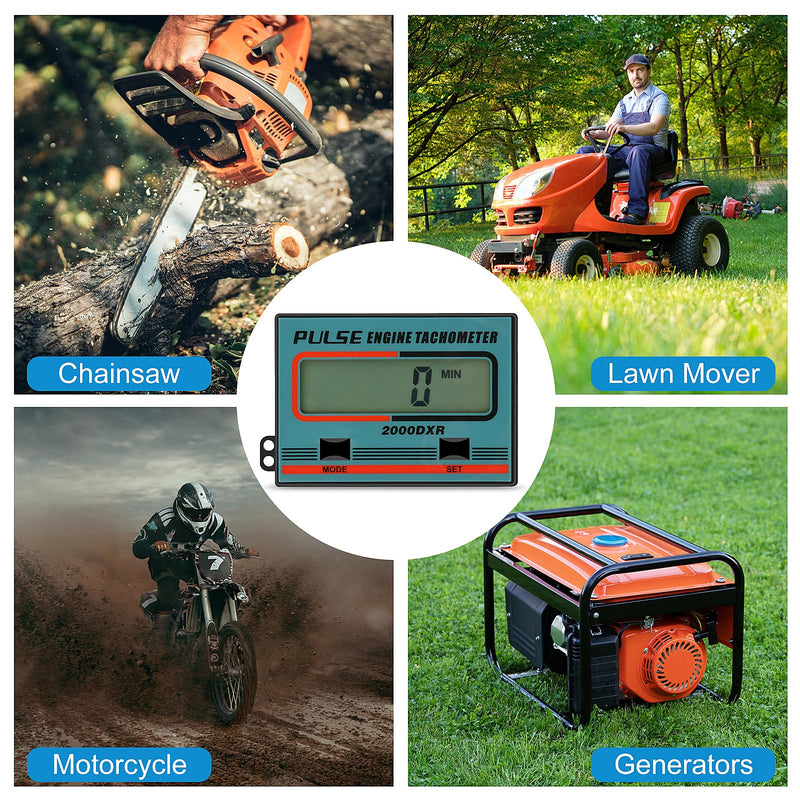 Handheld Digital Induction Chainsaw Tachometer, 2 Stroke 4 Stroke Small Engine Tachometer, LCD Display Tach Gauge for Chainsaw Lawnmowers Gasoline Engine Timed in Minutes