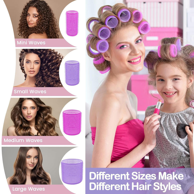 50PCS Hair Rollers Set,Hair Curlers Rollers with Clips - eco-friendly Nylon Material,4-sizes for Various Curls - Perfect for Styling and Volume,60 45 36 25mm/24pc rollers & 24pc Curl Clips