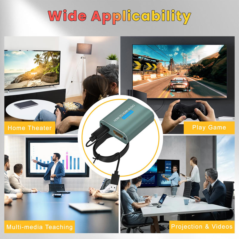 HDMI Audio Extractor Splitter 4K, HDMI to Optical Toslink SPDIF Video Audio Adapter Supports Digital/DTS, PCM HDR10 (NOT Support ARC)