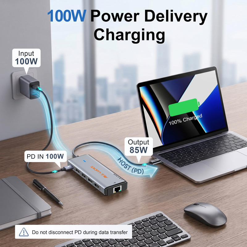 12-in-1 USB C Docking Station with Dual Monitor for Laptops/Desktop/PC | Plug&play-100W PD, Dual 4K HDMI, Ethernet, 4 USB-A(2x3.0,2x2.0), 2 USB-C 3.0, SD/TF, For Mac/Dell/HP/Lenovo/Surface