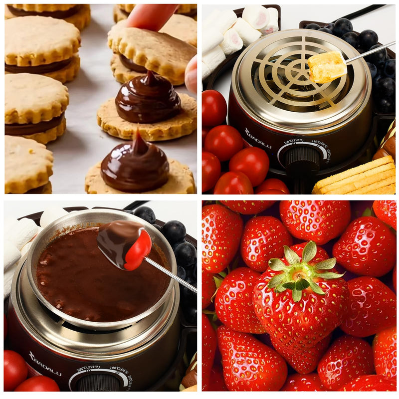 BADALU 2 in 1 Electric S'mores Maker & Fondue Pot, Temperature Control Tabletop Indoor S'mores Maker Kit with 4 Roasting Forks Housewarming Christmas Gifts,Family Gifts