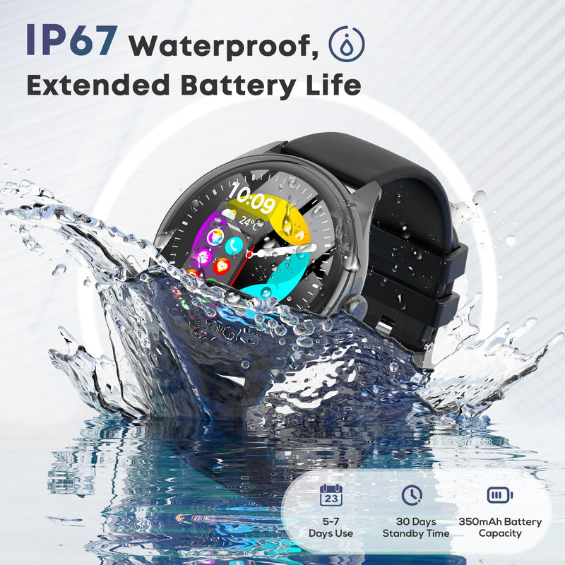 Smart Watch for Men, 1.39" HD Touchscreen Smartwatch with 120 Sports Modes, AI Voice Assistant, Heart Rate/Sleep Monitor, Bluetooth Call & Music Control Fitness Watch for iPhone/Android (Black) Black