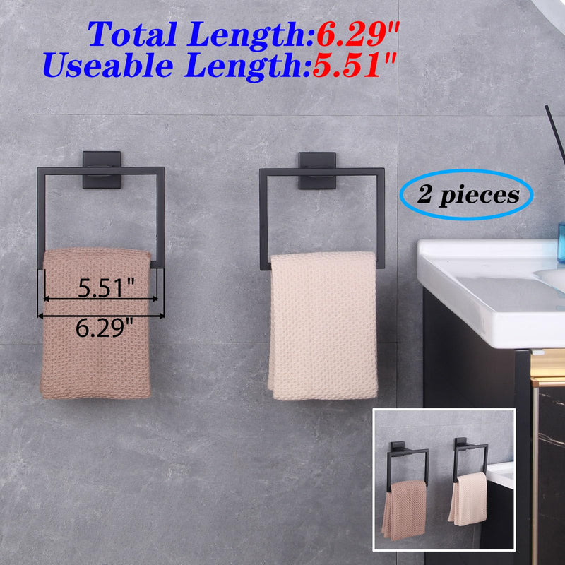 GERZWY Matte Black Bath Towel Ring Bathroom Towel Holder Towel Rack Wall Mounted Stainless Steel Contemporary Style JG1916-2BK