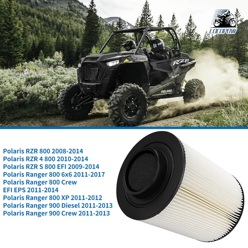 LOCOPOW RZR 800 Air Filter 1240482 1240434 for Polaris RZR S 4 800 EFI 2008-2014 Ranger Crew XP 800 2011-2014 Ranger 800 6x6 2011-2017 Performance