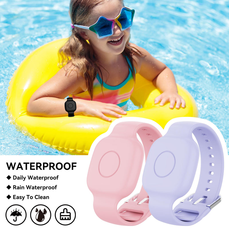 Waterproof Silicone Bracelet for Tile Mate 2024/2022, 2Pack | Hidden GPS Tracker Holder for Kids,Teens & Elderly, Adjustable Anti-Lost Wristband,Durable,Lightweight,Pink/Purple Pink&Purple