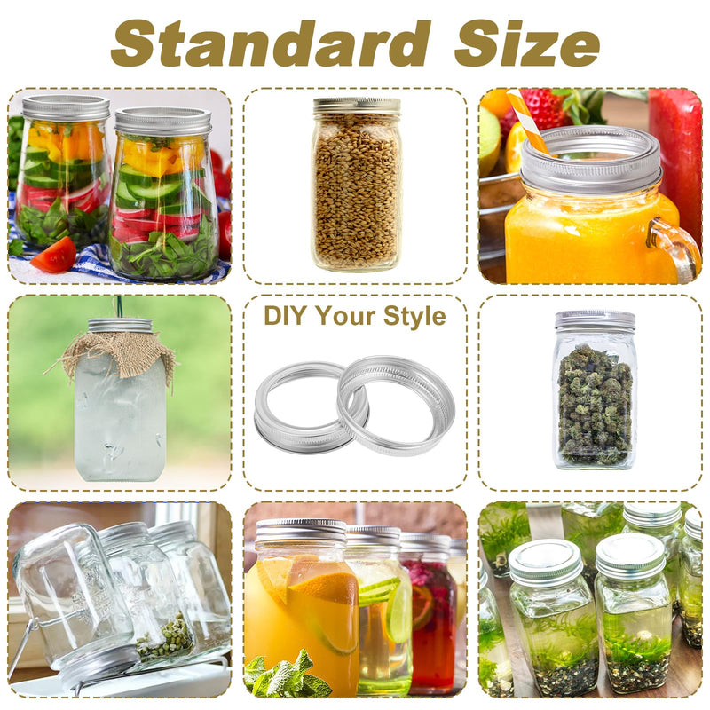 100 Pieces Regular Mouth Canning Rings, 70mm Mason Jar Split-Type Seals Metal Replacement Rings Reusable Leak Proof Replacement Bands for Mason Jars (Silver) 100