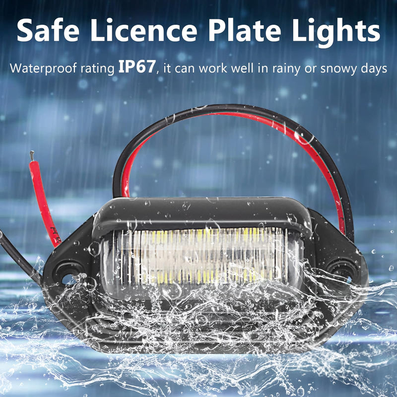 2 PCS White LED License Plate Light, 6-SMD Waterproof Tag Lights, 12V-24V DC Lamp Taillight, Step Courtesy Light Dome Cargo Lights for Truck SUV Van RV Trailer