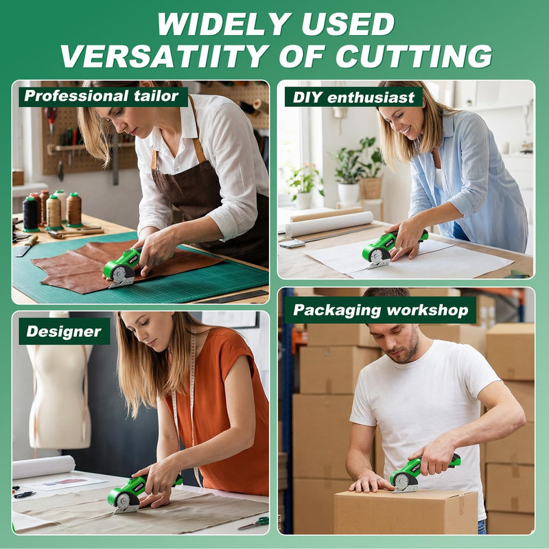 Cardboard Cutter, Rechargeable Cordless Electric Scissors, Upgrade 4V Electric Box Cutter with 2 Blades, Safety Lock & LED Light, Powerful Cutting for Cardboard Box, Plastic, Leather, Fabric