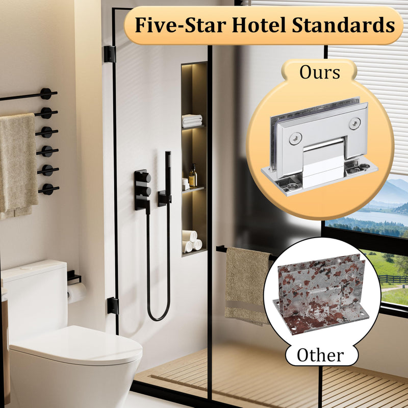 Alise Glass Shower Door Hinge,90° Hinge for Glass Doors,Polished Chrome | Heavy Duty Solid SUS304 Stainless Steel,Wall to Glass Mounted,Frameless Shower Doors Hardware Replacement Part Polished Chrome (S/1P)90 Degree