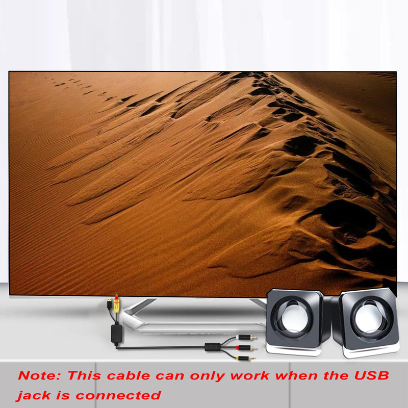 GINTOOYUN USB Fiber Optic Digital Analog Audio Cable, AUX SPDIF Digital Fiber Optic to 3.5mm + 2 RCA Jack Converter Audio Cable for TV, PS4, Blu-Ray Player, Multimedia Speaker