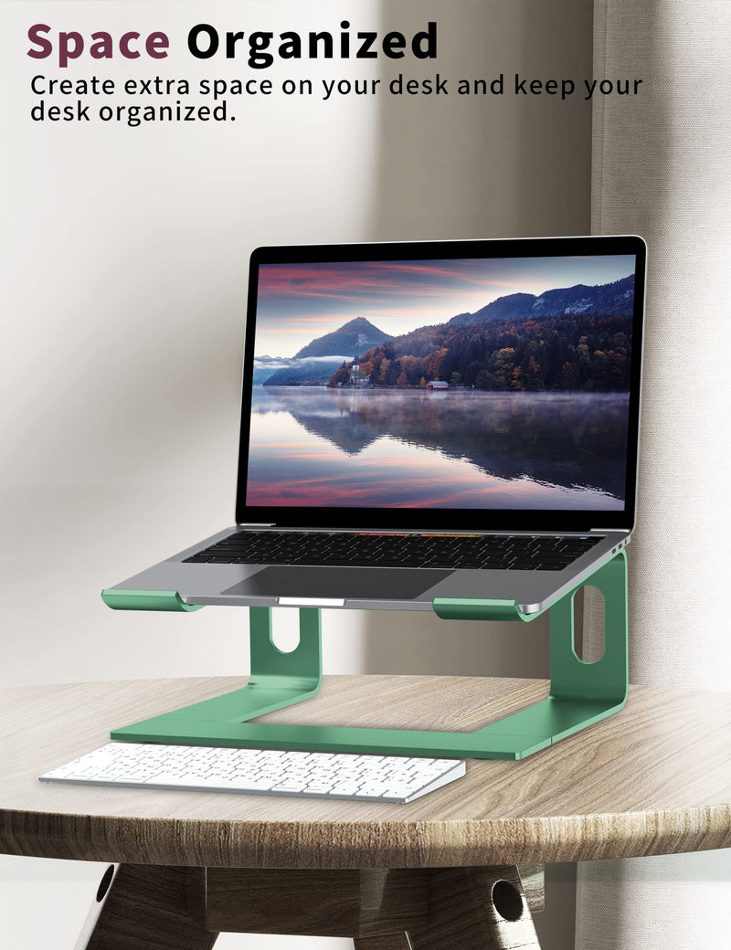 ALASHI Laptop Stand for Desk, Aluminum Computer Riser, Ergonomic Notebook Holder, Detachable Metal Laptops Elevator, PC Cooling Mount Support 10 to 15.6 Inches Notebook, Light Green G-Light Green