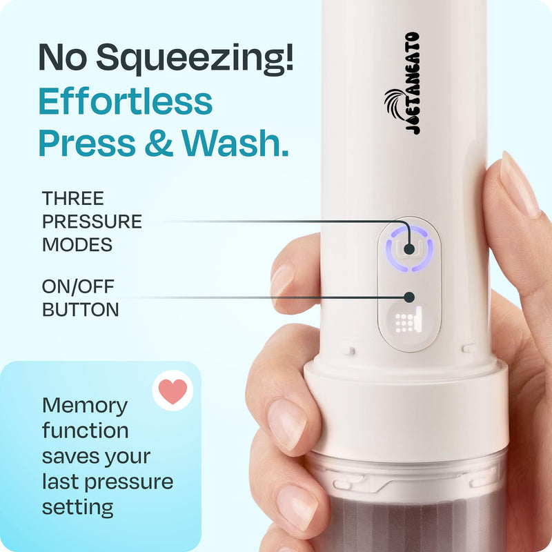 Portable Electric Bidet for Travel - Portable Bidet Rechargeable Handheld Sprayer with 3 High Pressure Modes, USB-C, Adjustable Nozzle & Extra Clean Kit, IPX6 Waterproof Peri Bottle (White) White