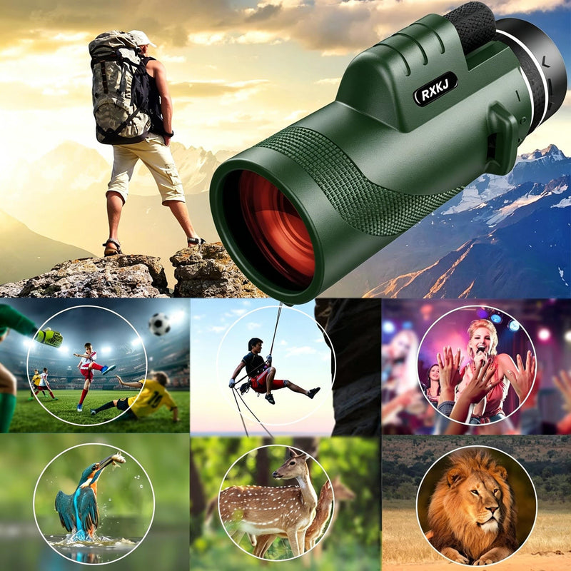 Monocular Telescope, 80×100 Monoculars for Adults | HD BAK4 Prism Waterproof Monocular, ideal for birdwatching, hunting, camping, hiking and wildlife observation
